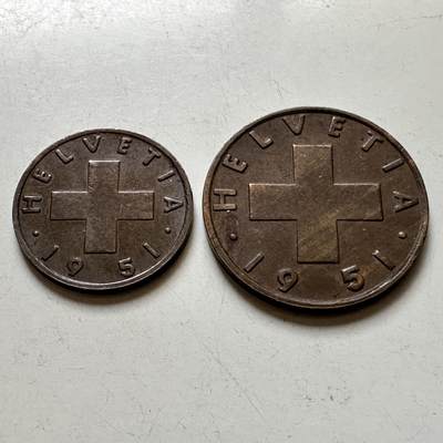 🌹外币初藏🌹🐯2026年第38场   每周二四六晚8️⃣点 世界钱币 - 瑞士1951年1-2分 一对