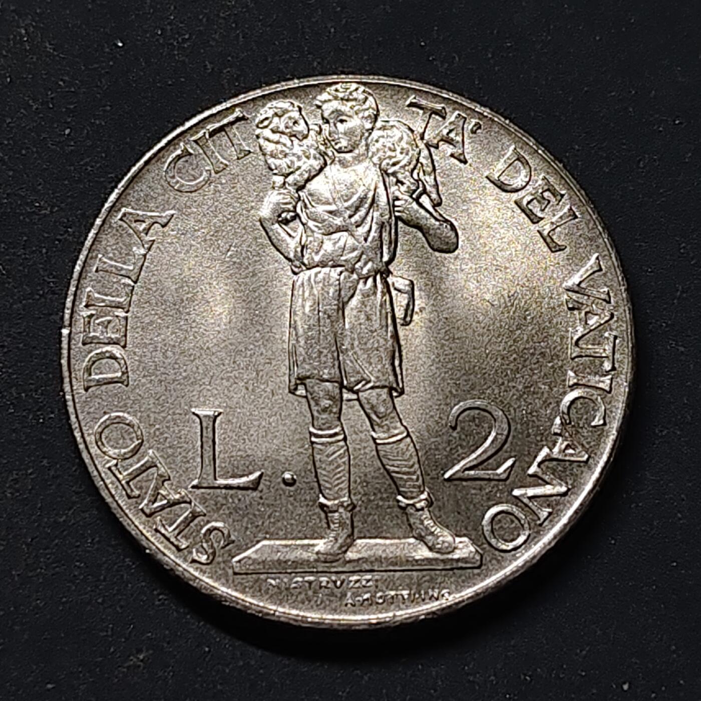 【全场包邮】纯粹捡漏拍518场 梵蒂冈1941年庇护十二世2里拉 UNC品相