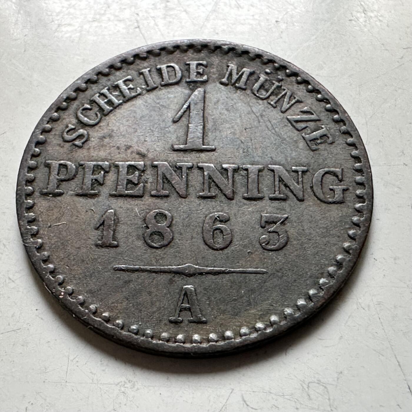 🌹外币初藏🌹🐯2026年第38场   每周二四六晚8️⃣点 世界钱币 普鲁士1863年 1芬尼