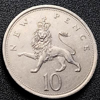泉币菌-第220场-拍品多 请提前出价 - 英国大镍币 英国1975年 10便士铜镍币 28.5mm 伊丽莎白二世女王 皇冠狮子