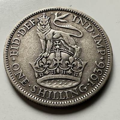 🌹外币初藏🌹🐯2026年第38场   每周二四六晚8️⃣点 世界钱币 - 英国 1936年 乔治五世 1先令 23.6mm-5.66g-50%银 银币 b 