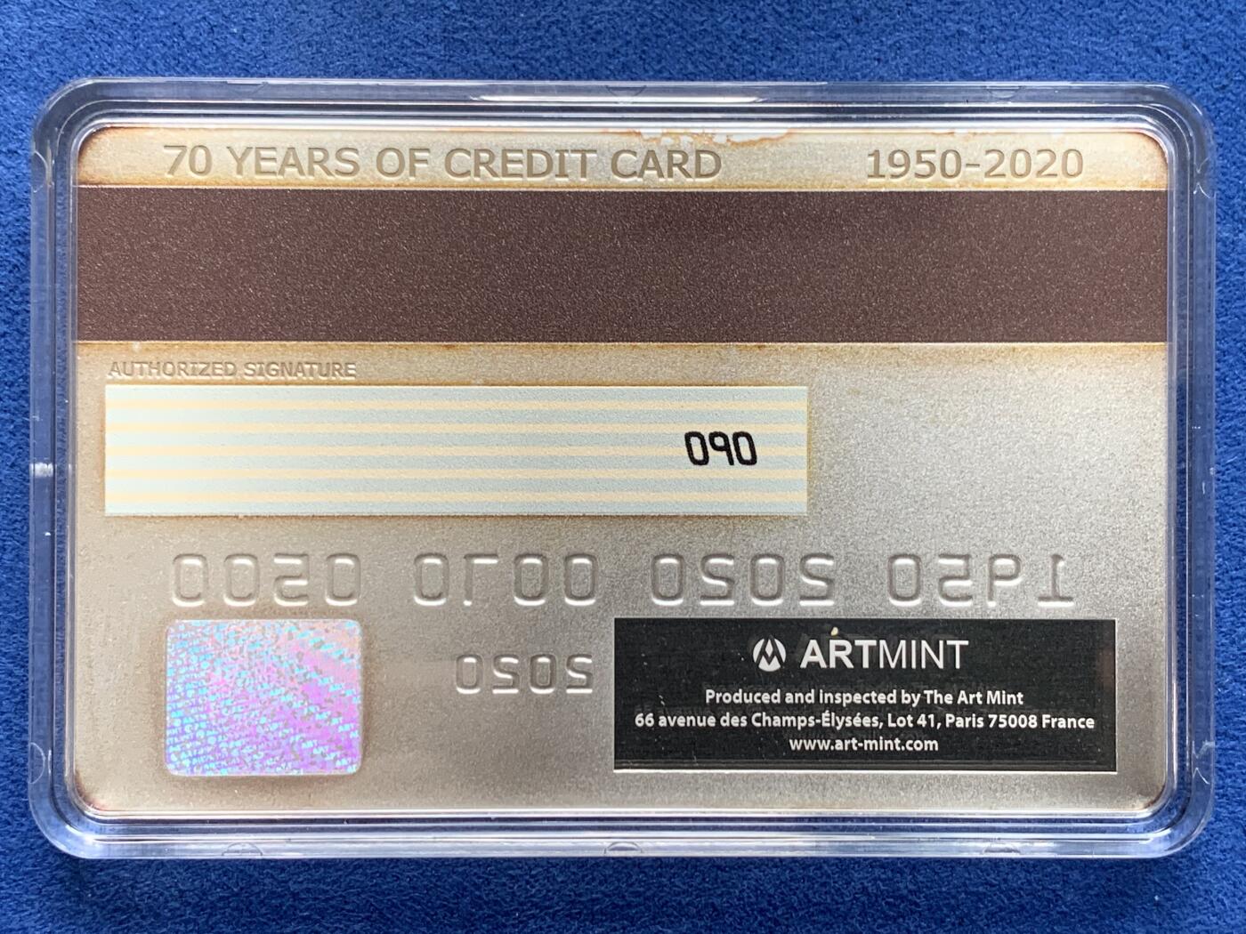 《竞宝斋》第477场 周日，周一 2场连拍 （全场包邮）欢迎送拍 纽埃2020年信用卡70周年（powercoin特别版）2元反精制方形银币 46.46克 1.5盎司 999银 发行量100枚 盒证全