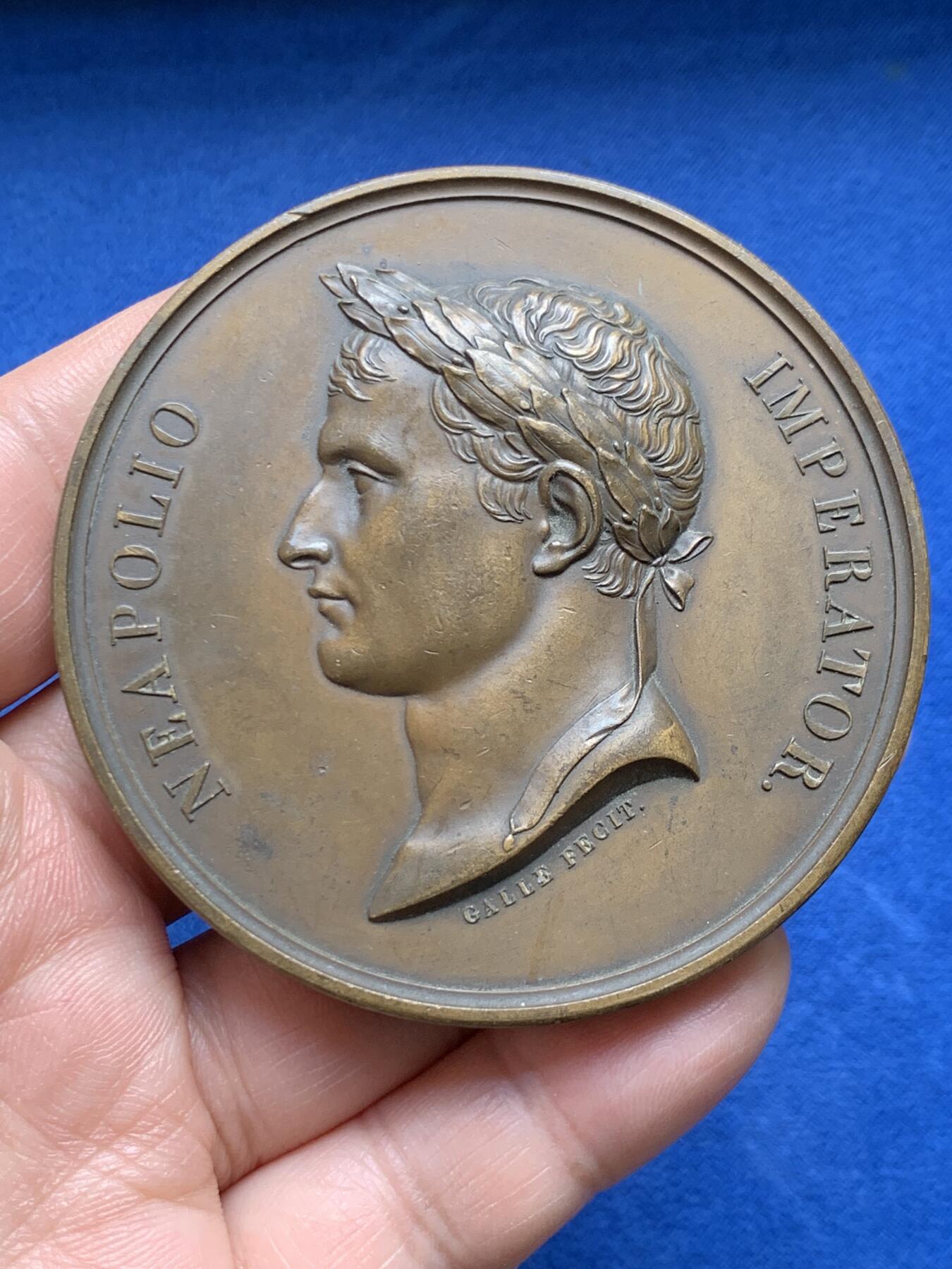 《竞宝斋》第477场 周日，周一 2场连拍 （全场包邮）欢迎送拍 纪念1804年拿破仑一世加冕纪念大铜章 164克 67.8mm 丰饶角铜标 后铸版本 细节很好得体现了原铸 大规格高浮雕