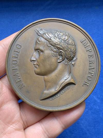 《竞宝斋》第477场 周日，周一 2场连拍 （全场包邮）欢迎送拍 - 纪念1804年拿破仑一世加冕纪念大铜章 164克 67.8mm 丰饶角铜标 后铸版本 细节很好得体现了原铸 大规格高浮雕