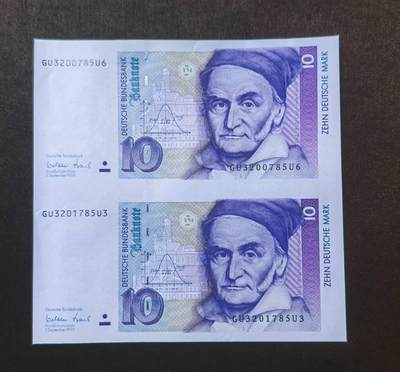北京马甸外国币专卖第150期，外国纸币专场，陆续上拍，欢迎关注 - 德国10马克纸币双连体，全新有小软折如图