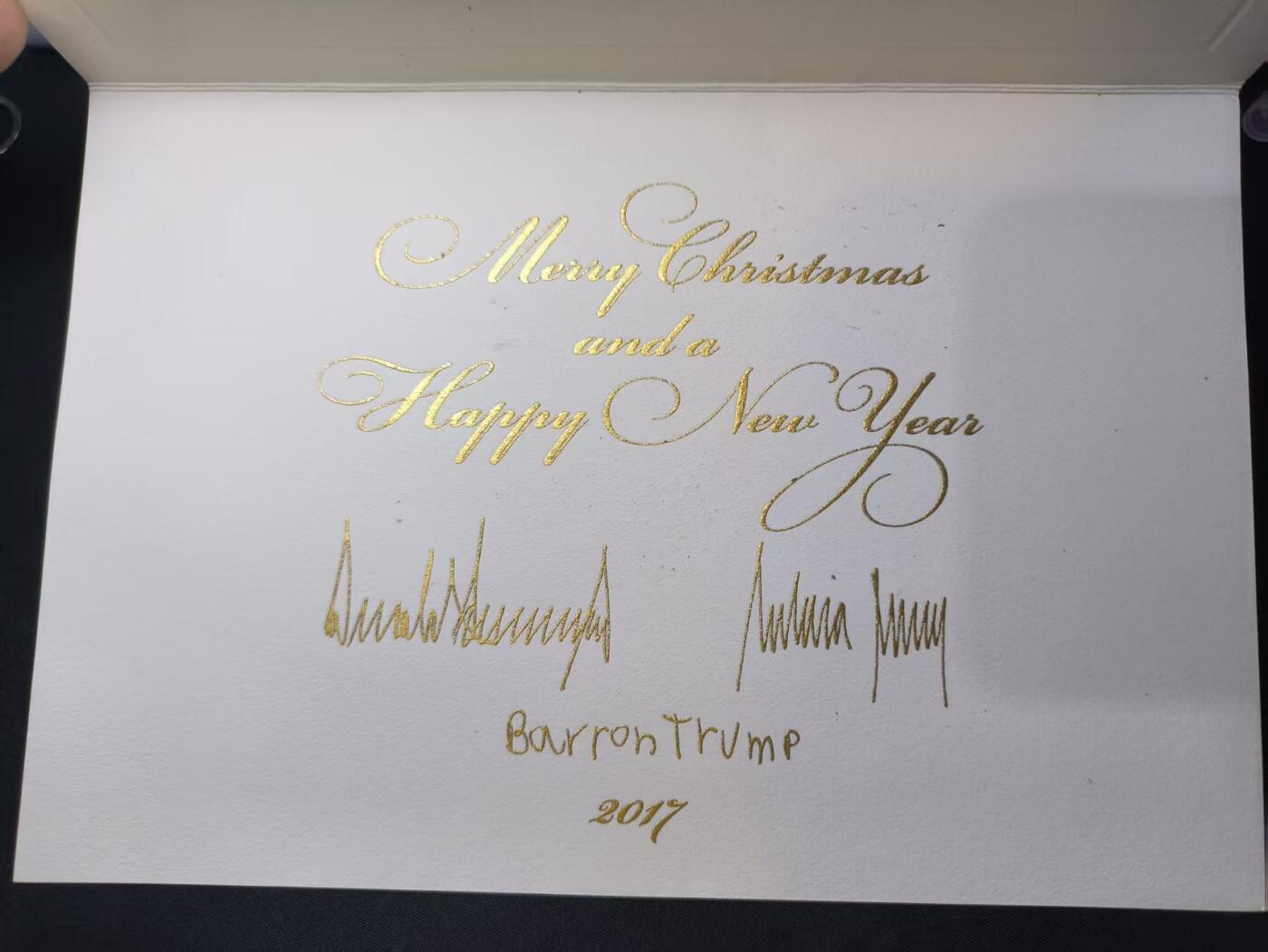 云宸嘉赏-勋臻佳藏四月精品甄选场次（低佣 一元一手） 时任美国总统（第 45 任）唐纳德・特朗普入主白宫后首份圣诞贺卡 