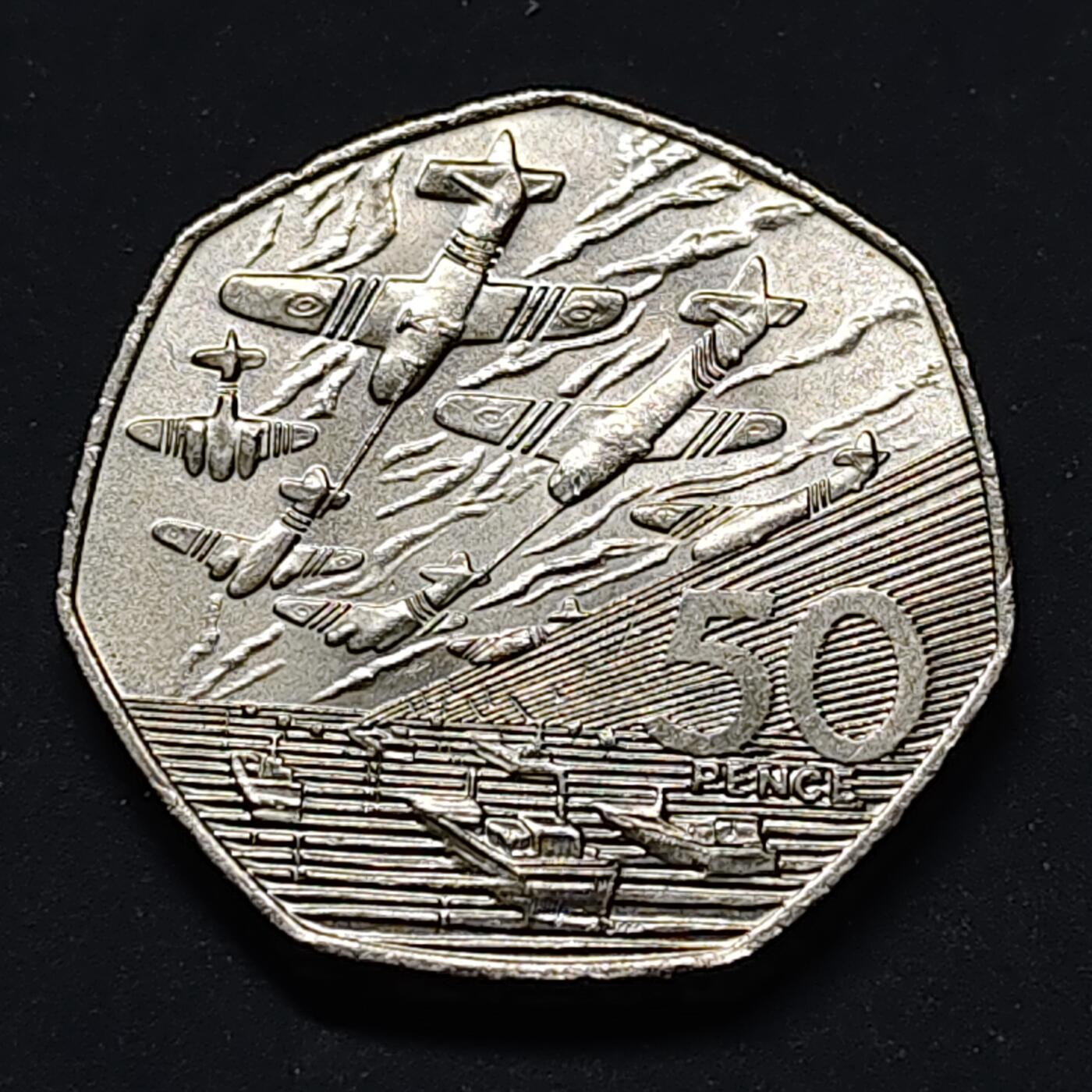 【全场包邮】纯粹捡漏拍518场 【获奖币】英国1994年50便士诺曼底登陆50周年纪念币-年度最佳硬币