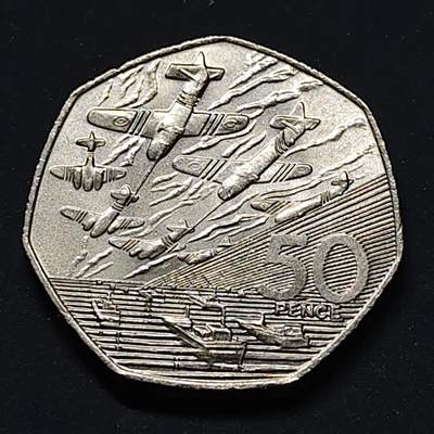 【全场包邮】纯粹捡漏拍518场 - 【获奖币】英国1994年50便士诺曼底登陆50周年纪念币-年度最佳硬币