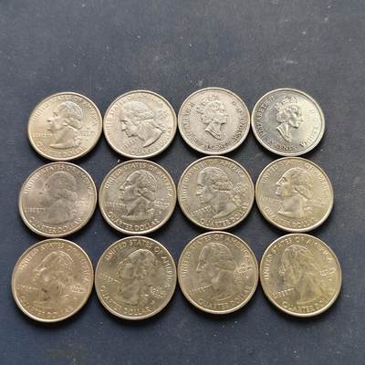 【全场包邮】纯粹捡漏拍518场 - 美国+加拿大各年份25分纪念币12枚一组