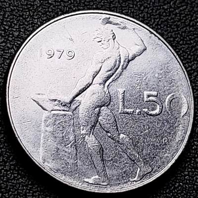 泉币菌-第220场-拍品多 请提前出价 - 意大利 1979年 50里拉 锻冶之神 伍尔坎 24mm