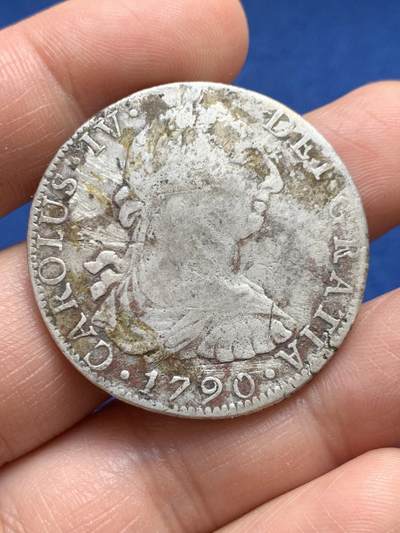 《竞宝斋》第477场 周日，周一 2场连拍 （全场包邮）欢迎送拍 - 墨西哥1790年卡洛斯四世过渡版8里亚尔银币，卡三头像卡四年号