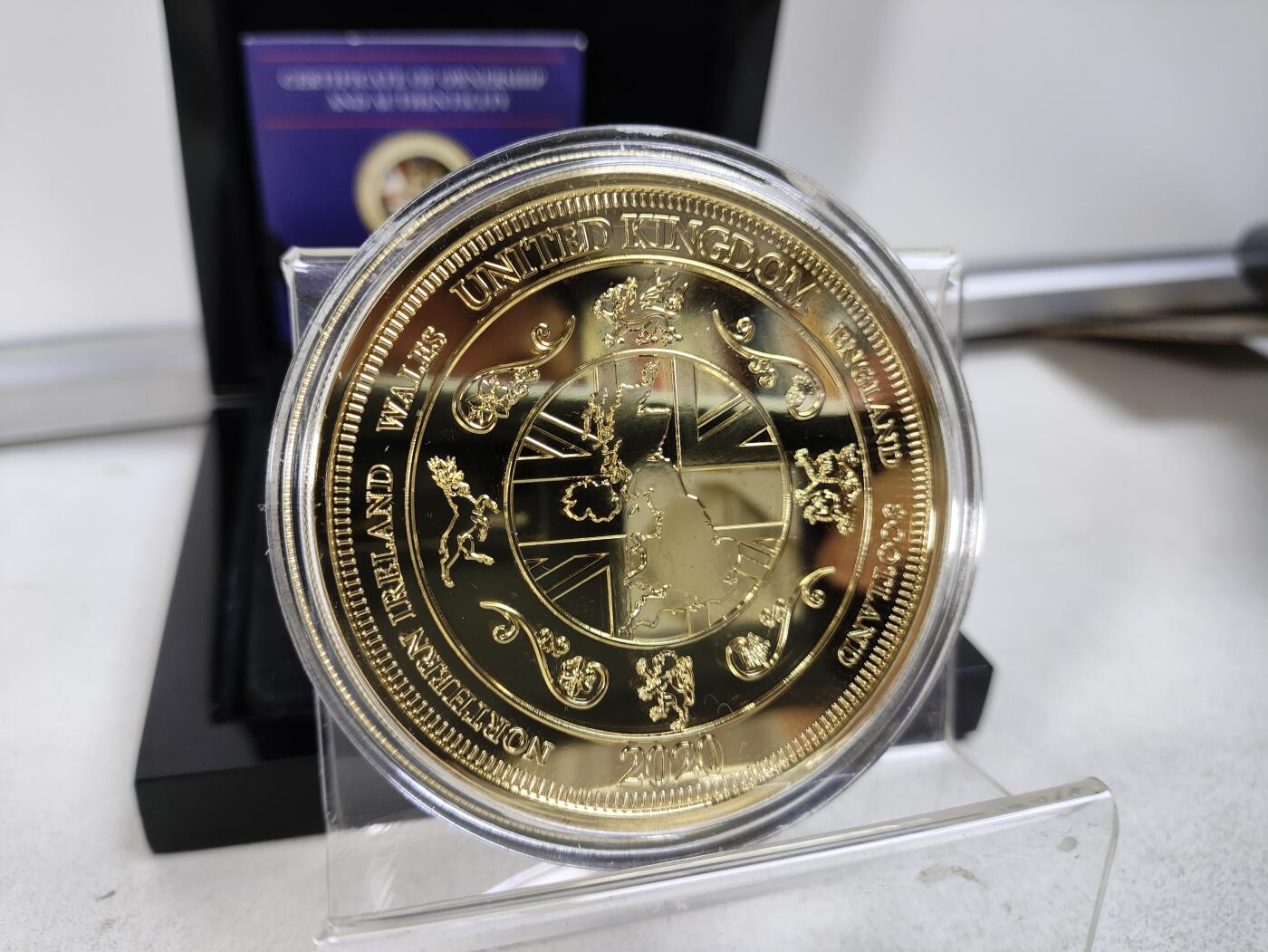 2020年1月31日英国脱离欧盟独立24K镀金精制纪念章