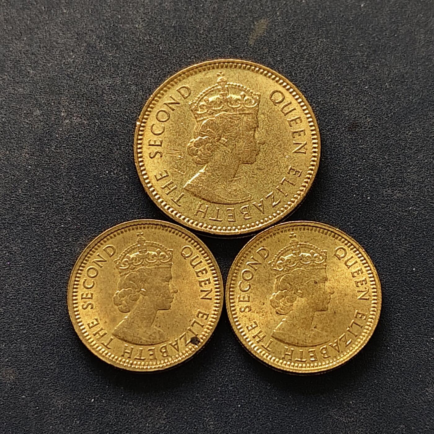 【全场包邮】纯粹捡漏拍518场 香港1965年5仙-1毫好品相3枚一组