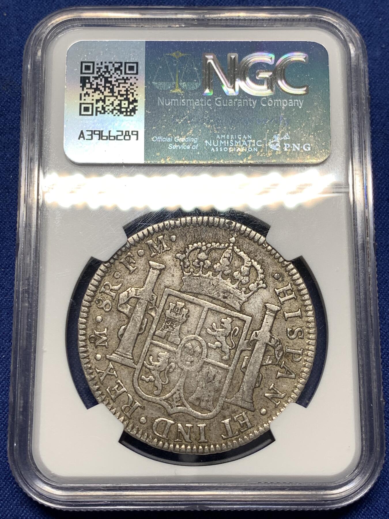 《竞宝斋》第477场 周日，周一 2场连拍 （全场包邮）欢迎送拍 NGC XF45 墨西哥 1794年 卡四双柱大银币 深打好状态