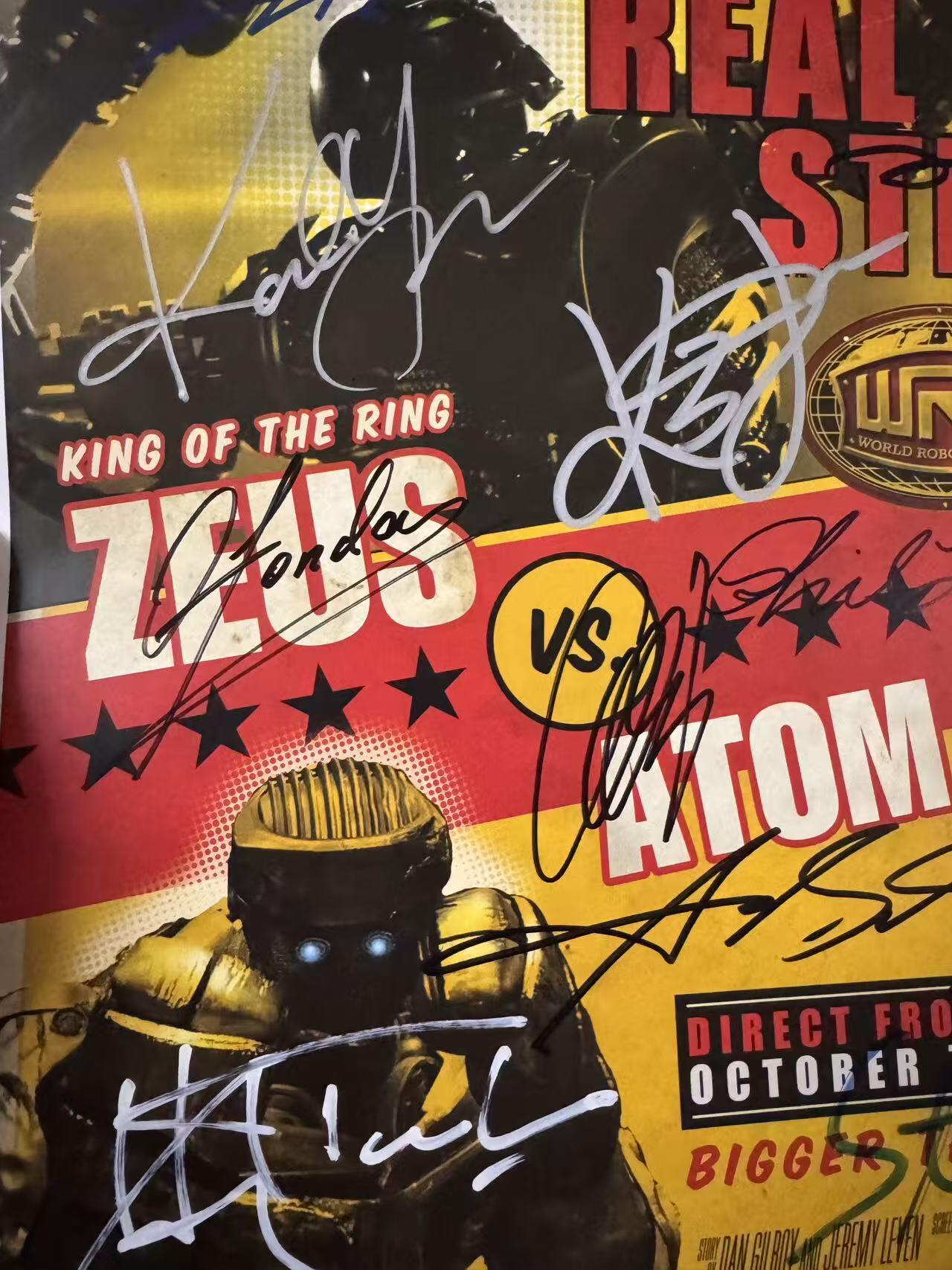 零元拍：第84届奥斯卡最佳视觉效果奖提名影片《铁甲钢拳》，近乎全体主创亲笔签名原版IMAX首映海报