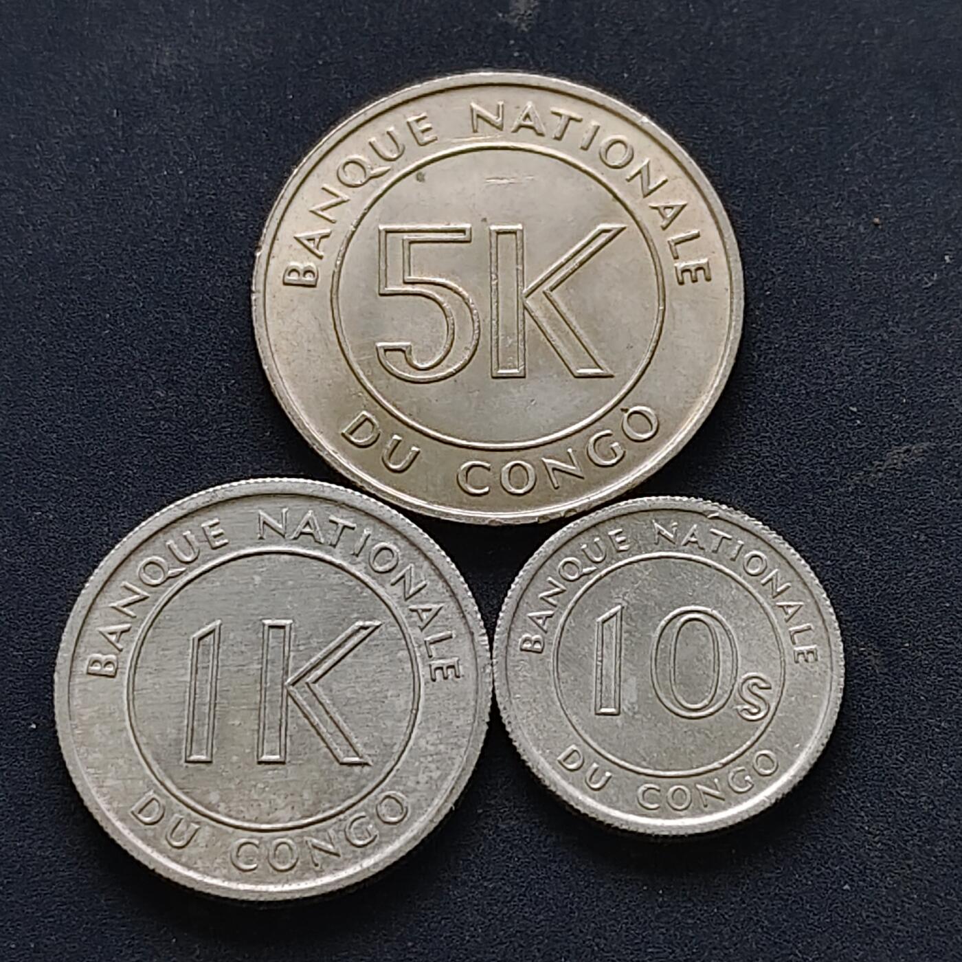 【全场包邮】纯粹捡漏拍518场 刚果民主共和国1967年3枚套币