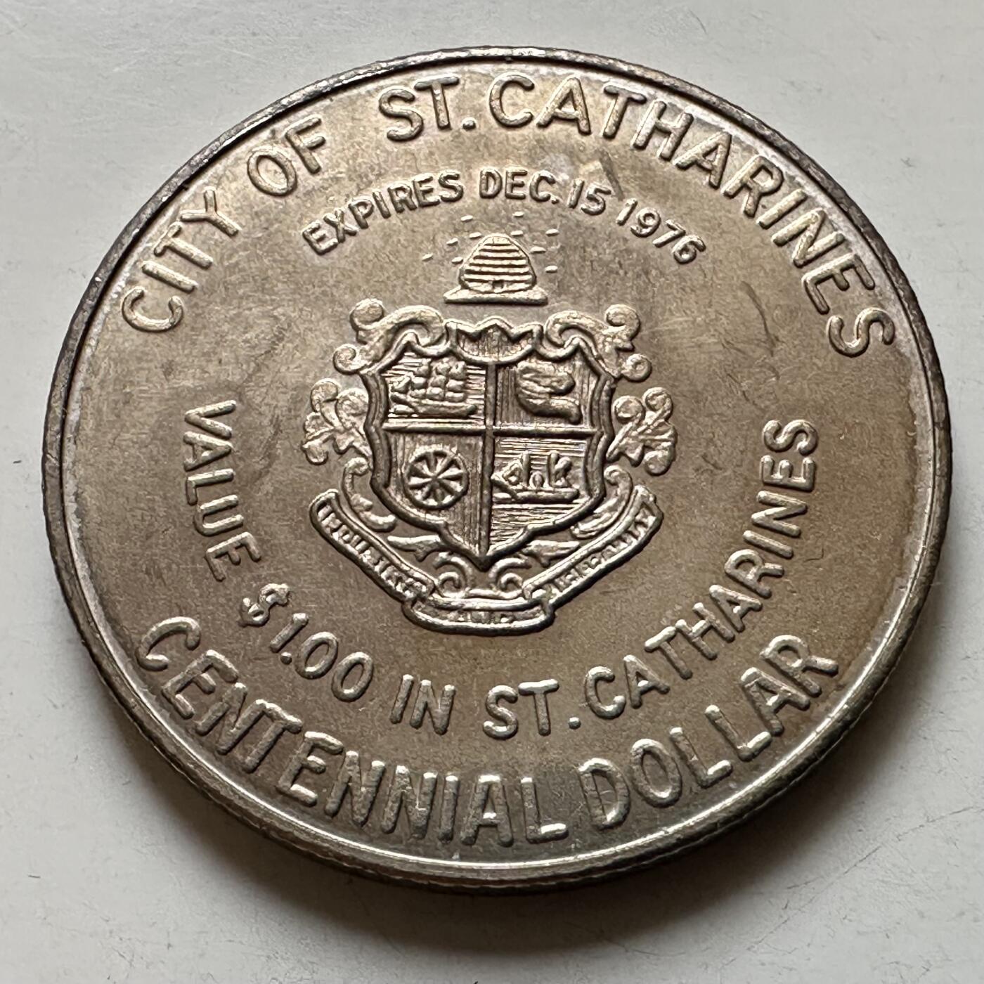 🌹外币初藏🌹🐯2026年第38场   每周二四六晚8️⃣点 世界钱币 加拿大圣凯瑟琳斯1976年 百年纪念1加元代用币