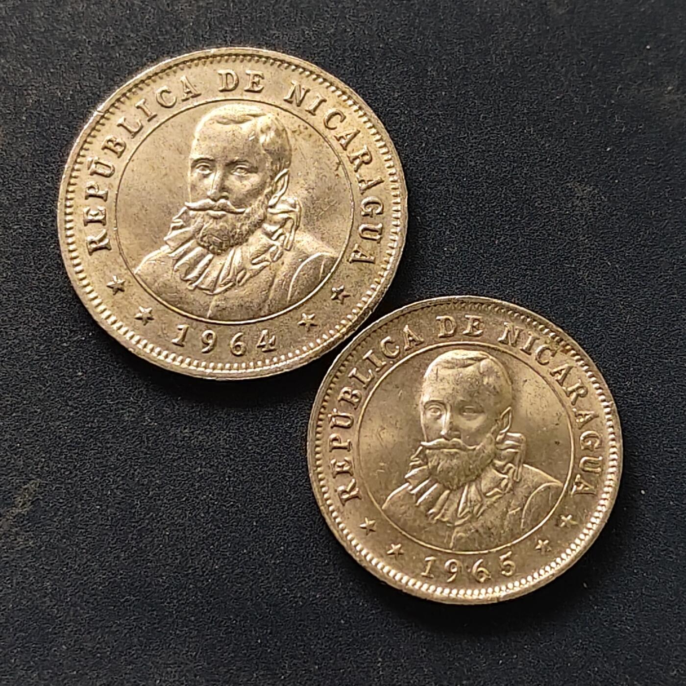 【全场包邮】纯粹捡漏拍518场 尼加拉瓜1964-1965年10-25科尔多巴2枚一组