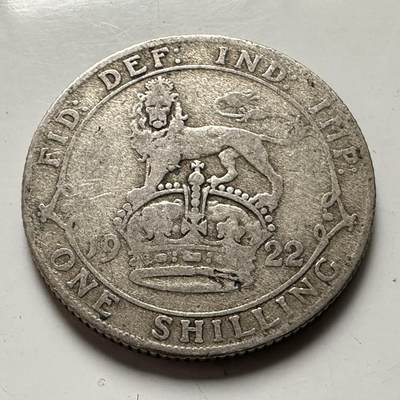 🌹外币初藏🌹🐯2026年第38场   每周二四六晚8️⃣点 世界钱币 - 英国 1922年 乔治五世 1先令 23.6mm-5.66g-50%银 银币 a
