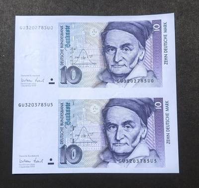 北京马甸外国币专卖第150期，外国纸币专场，陆续上拍，欢迎关注 - 德国10马克纸币双连体，全新有小软折如图