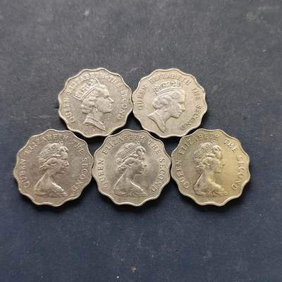 【全场包邮】纯粹捡漏拍518场 - 香港1975-1986年女王5枚一组