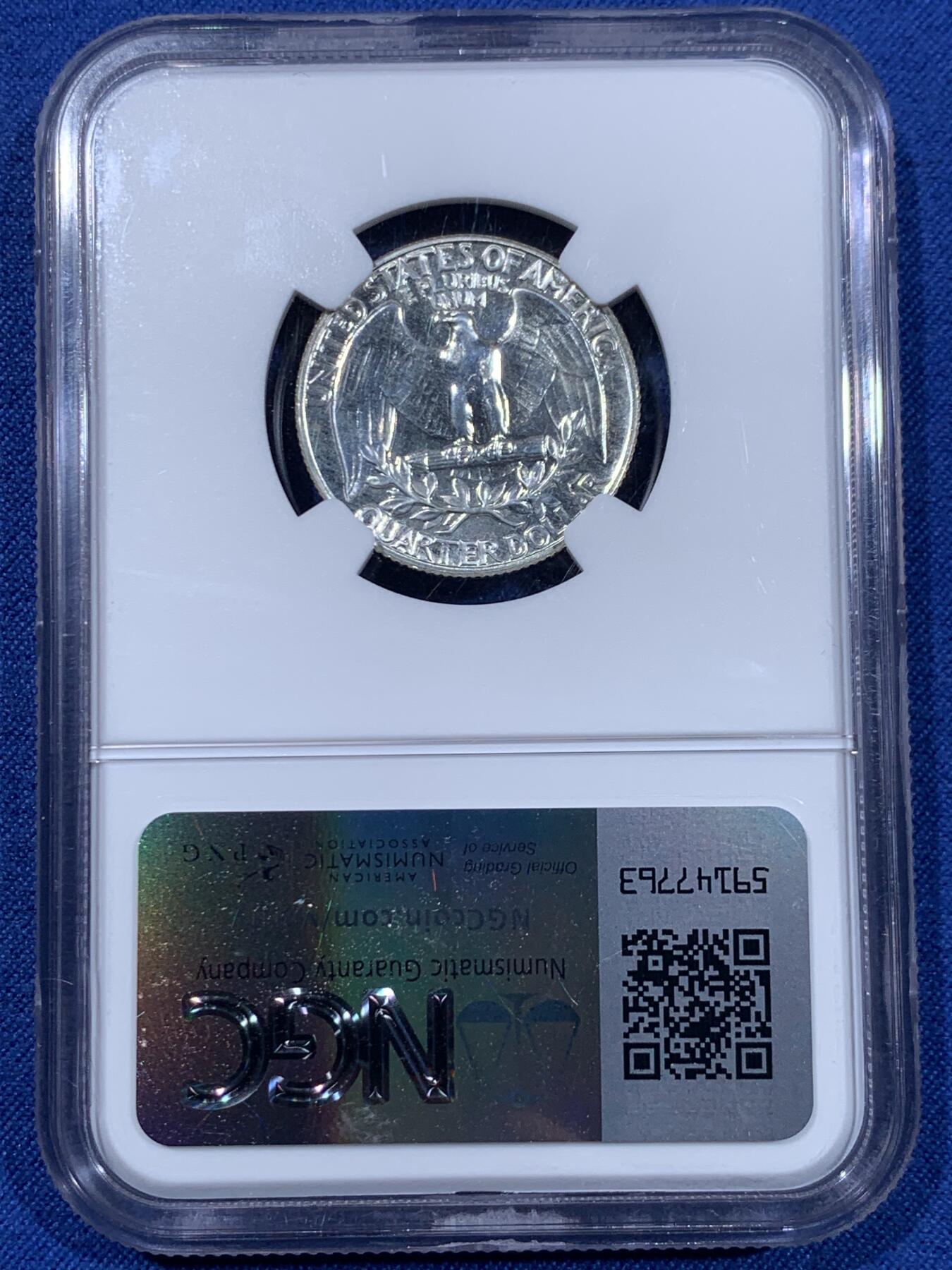 《竞宝斋》第477场 周日，周一 2场连拍 （全场包邮）欢迎送拍 NGC PF66 美国1956年富兰克林25美分精制银币