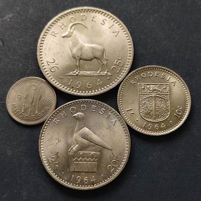 【全场包邮】纯粹捡漏拍518场 - 英属罗德西亚1964-1968年4枚套币