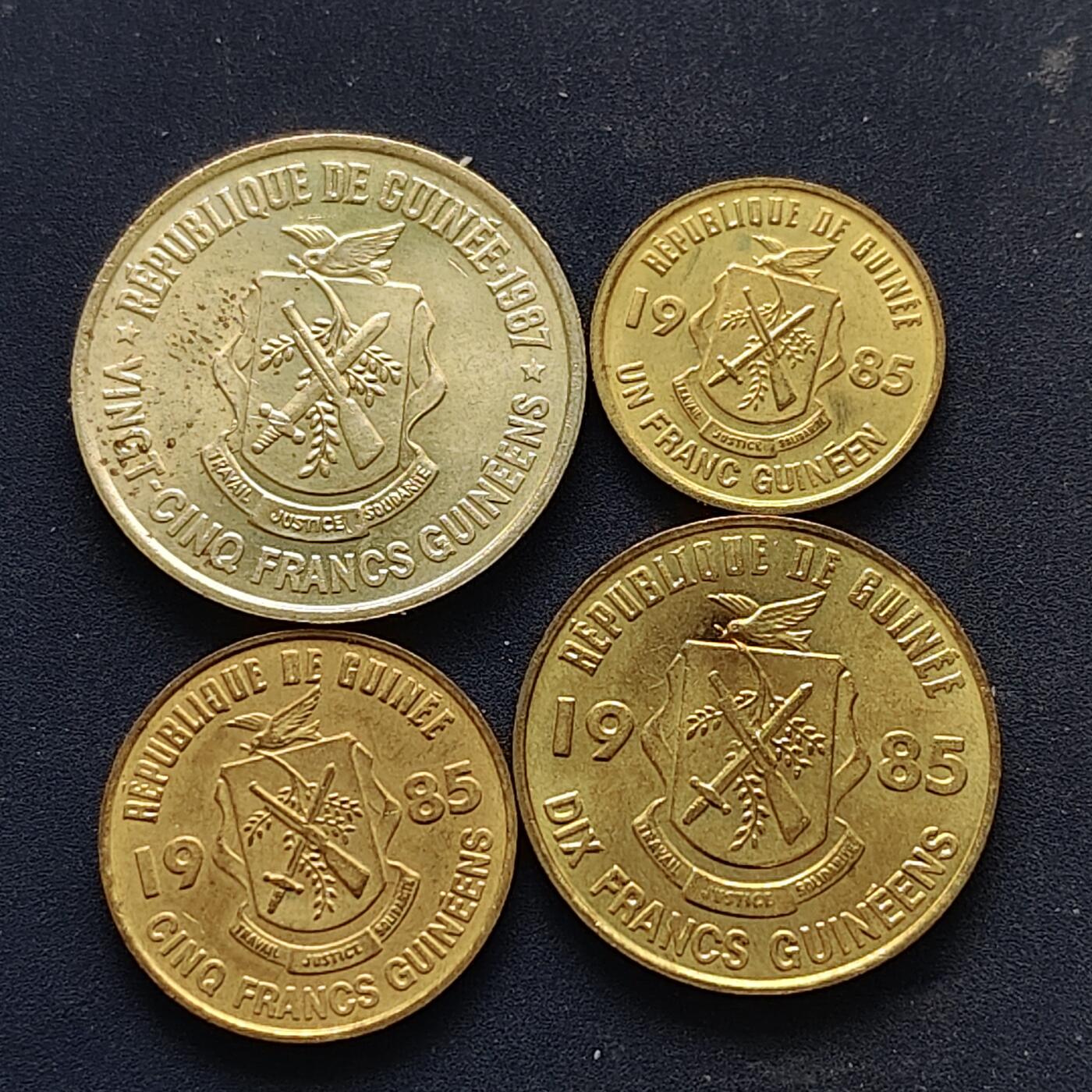 【全场包邮】纯粹捡漏拍518场 几内亚1985-1987年4枚套币