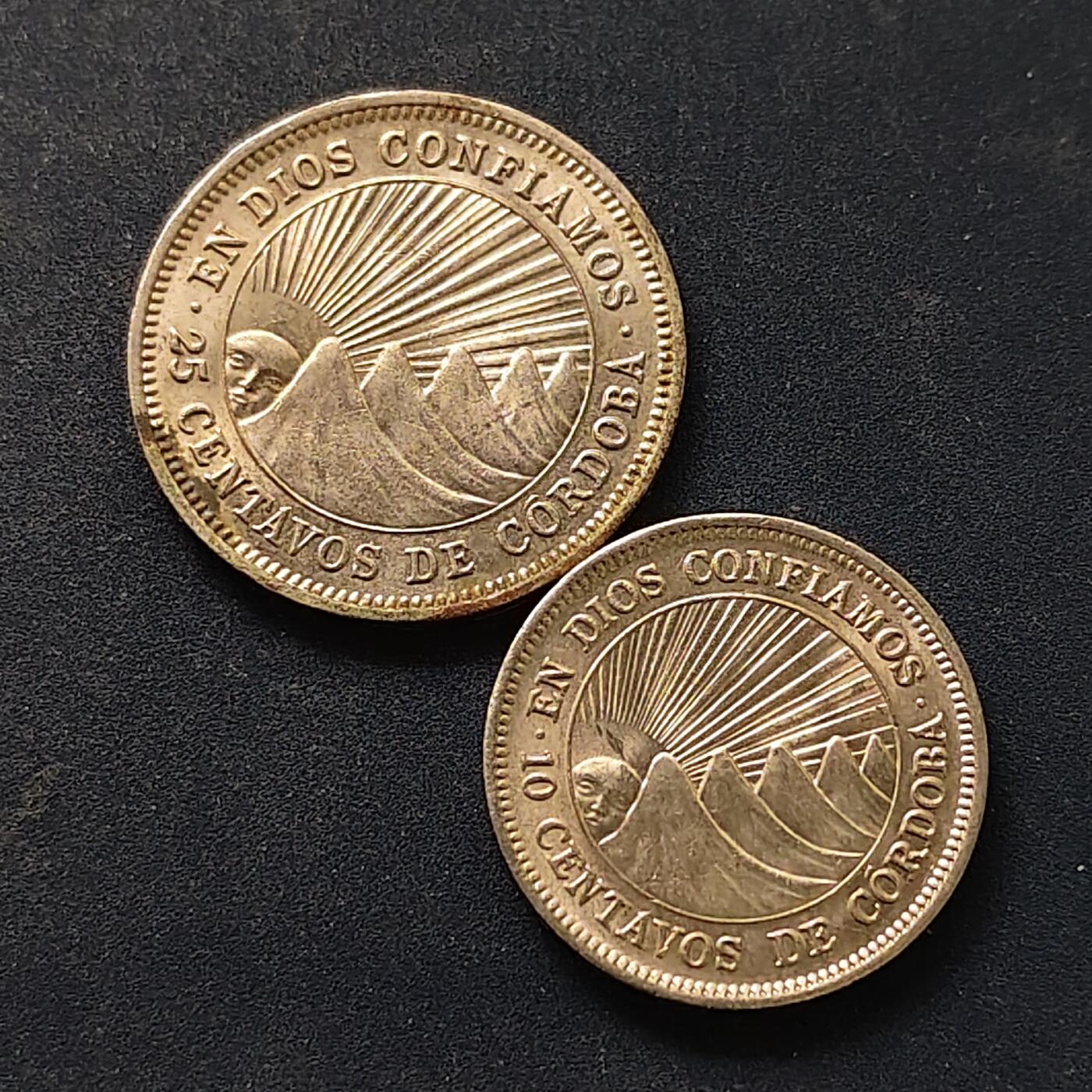 【全场包邮】纯粹捡漏拍518场 尼加拉瓜1964-1965年10-25科尔多巴2枚一组