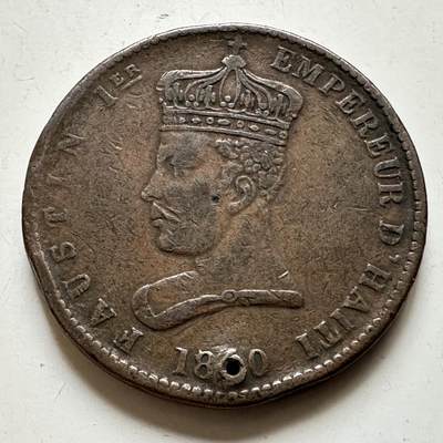 🌹外币初藏🌹🐯2026年第38场   每周二四六晚8️⃣点 世界钱币 - 海地1850年 福斯坦一世 6¼分 32.4mm-15g