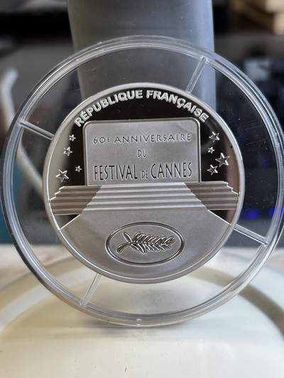 法国2007年戛纳电影节5盎司精制加厚纪念银币，950银，发行500枚