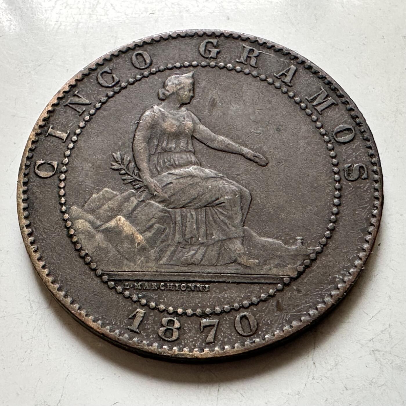 🌹外币初藏🌹🐯2026年第38场   每周二四六晚8️⃣点 世界钱币 西班牙1870年五分