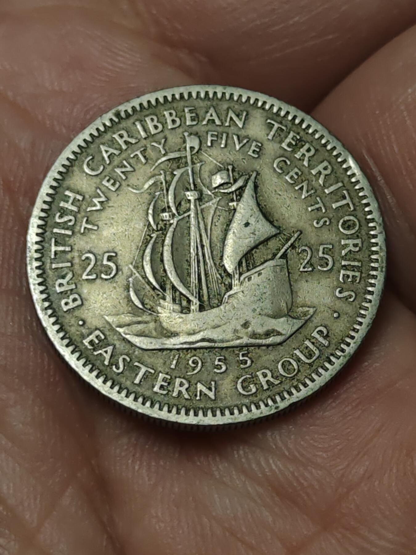 2026年第四十一场(总第二百一十场）外国好品散币场(免佣金) 英属东加勒比领地1955年25分(伊丽莎白二世青年带冠，首发年)