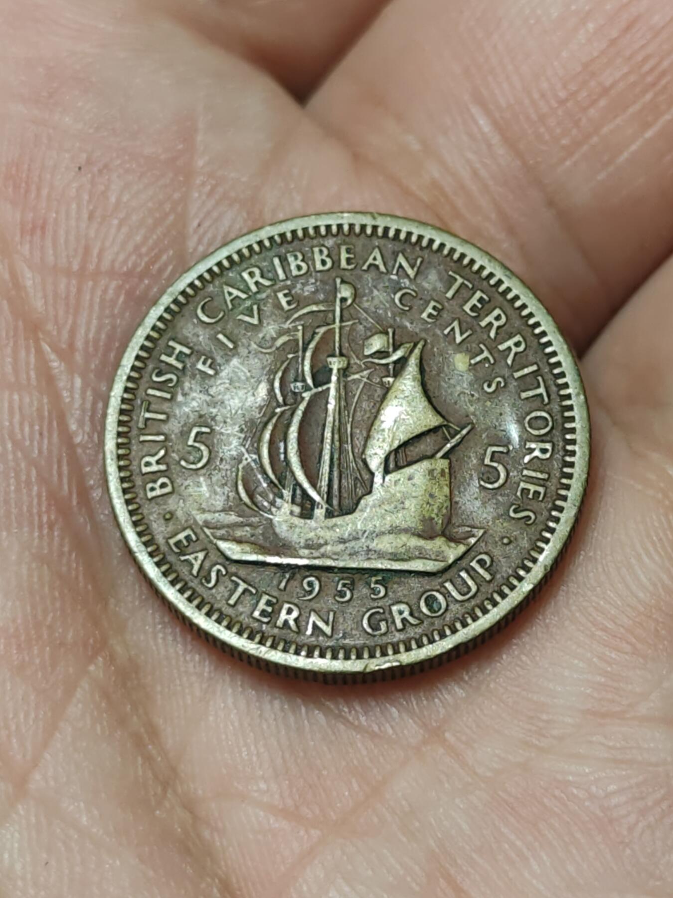 2026年第四十一场(总第二百一十场）外国好品散币场(免佣金) 英属东加勒比领地1955年5分(伊丽莎白二世青年带冠，首发年)