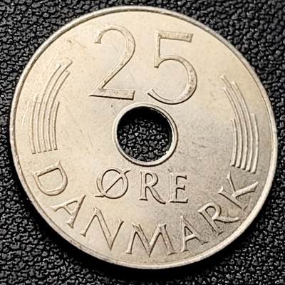 泉币菌-第220场-拍品多 请提前出价 - 丹麦1986年25欧尔中孔镍币 玛格丽特二世花押 