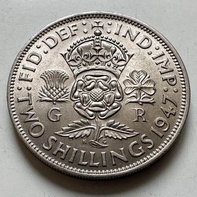 🌹外币初藏🌹🐯2026年第38场   每周二四六晚8️⃣点 世界钱币 - 英国 1947年 乔治六世 2先令