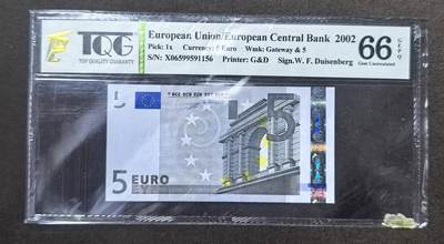 北京马甸外国币专卖第150期，外国纸币专场，陆续上拍，欢迎关注 -  2002年德国首版一签5欧元纸币全新。TQG评级66分