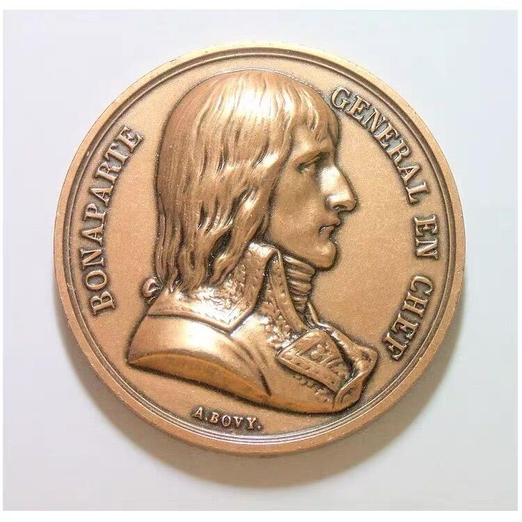 【艺术】法国艺术大章 纪念1798年 拿破仑远征埃及金字塔高浮雕精制大铜章 43MM
