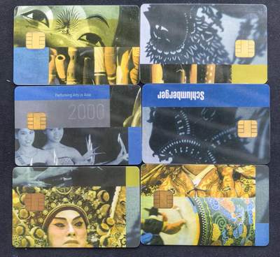 中国集卡电话磁卡专场拍卖(五十六) 斯伦贝谢IC演示卡6枚背有胶条