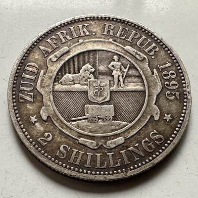 🌹外币初藏🌹🐯2026年第38场   每周二四六晚8️⃣点 世界钱币 - 南非德兰士瓦 1895年 2先令 28.3mm-11.31g-92.5%银 银币