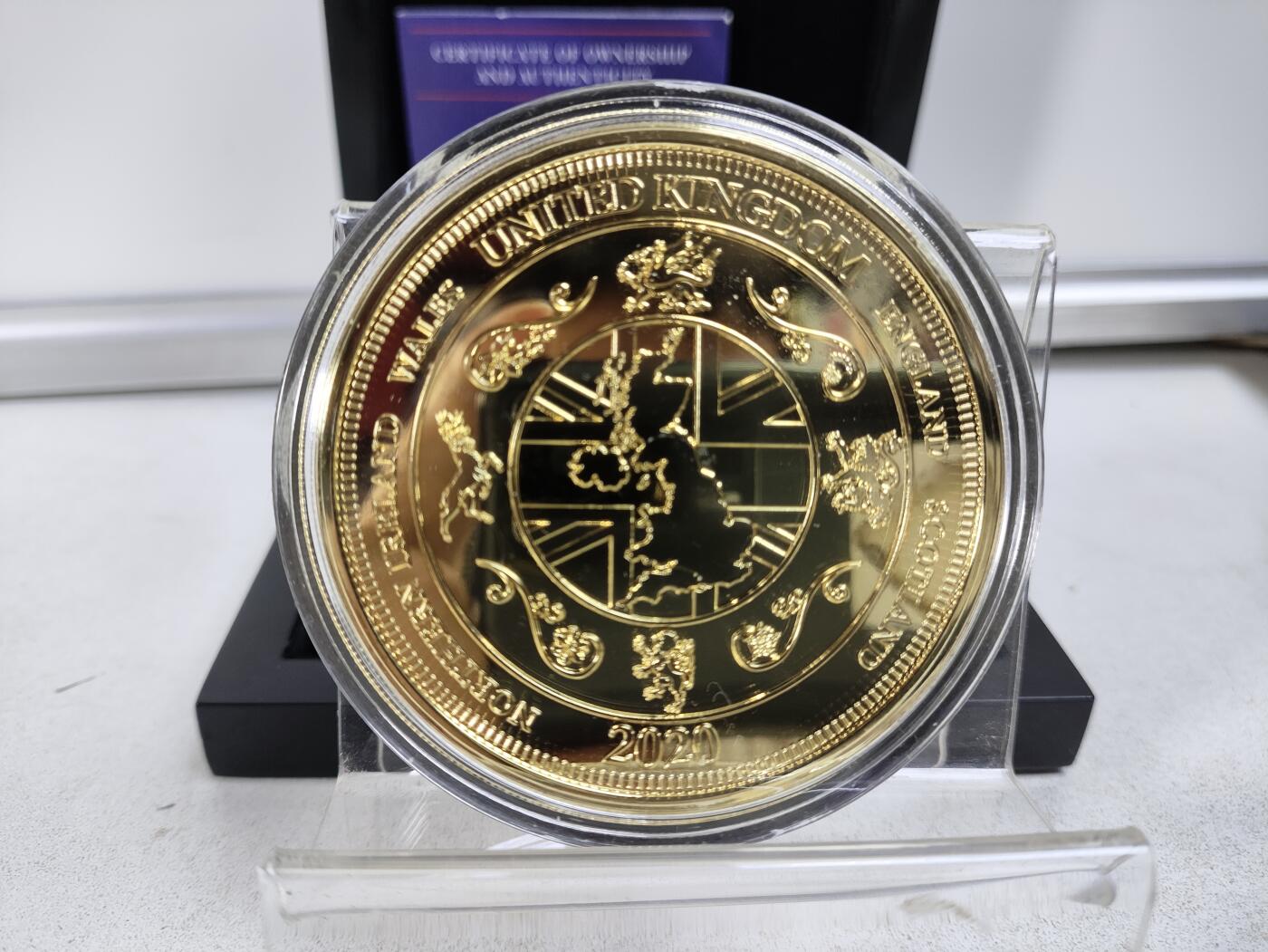 2020年1月31日英国脱离欧盟独立24K镀金精制纪念章