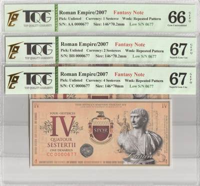 PThappally收藏第56次拍卖，英联邦地区硬币纸币 - 罗马帝国 幻想笔记套装 2007 - AA-GG 0000677 Low S/N 0677