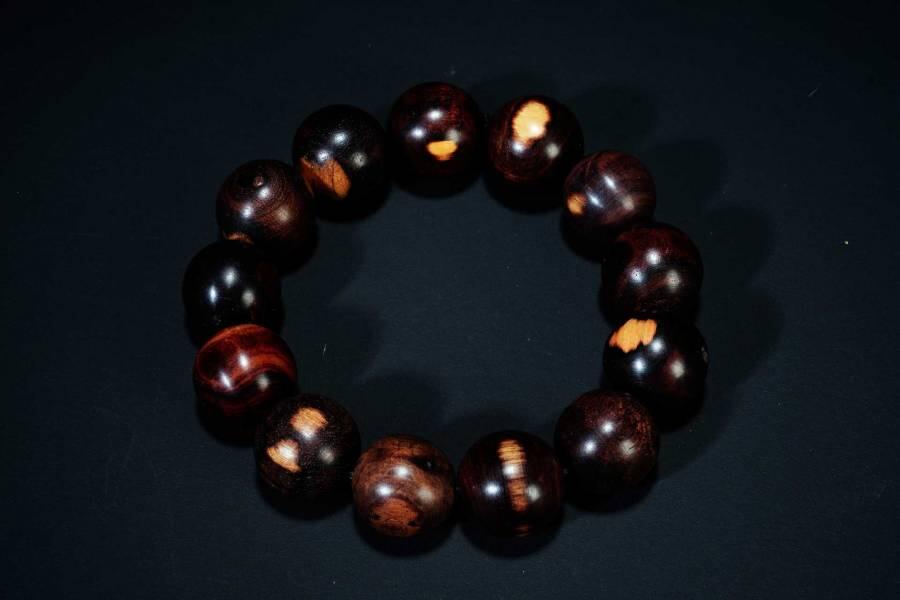 上海都达杂项专场六十八【全场包邮】 海南黄花梨虎皮纹1.8圆珠手串 附鉴定证书95-281