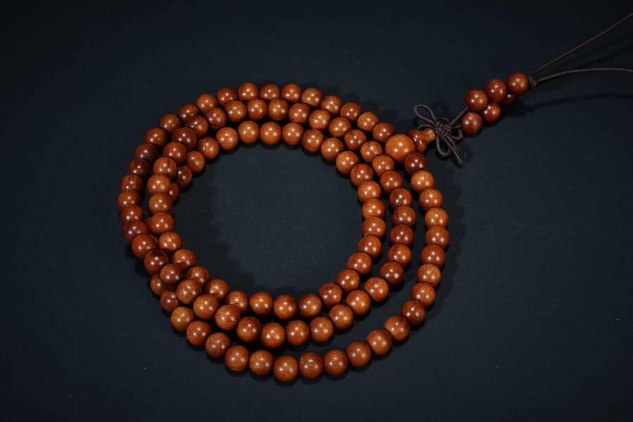 上海都达杂项专场六十八【全场包邮】 海南黄花梨0.6圆珠多圈手串 附鉴定证书