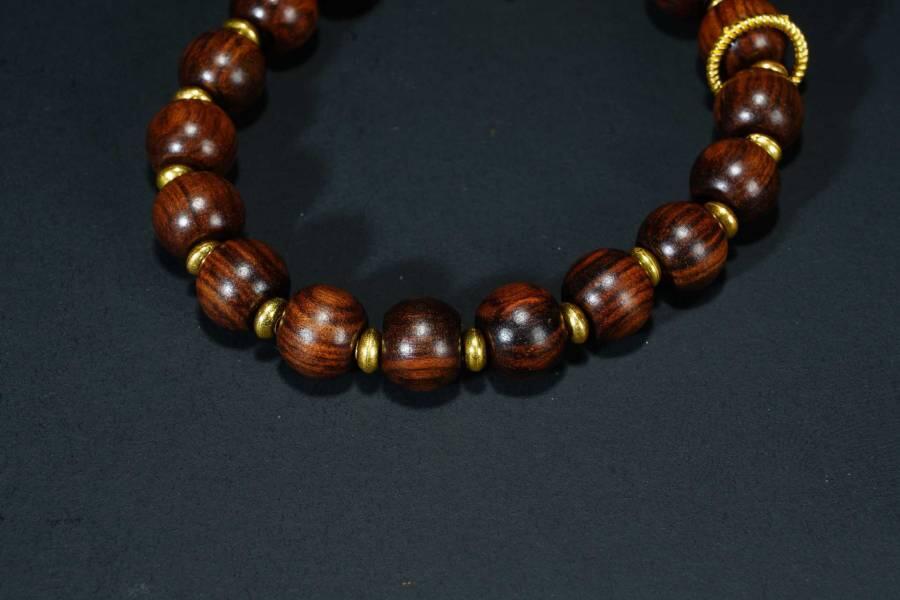 上海都达杂项专场六十八【全场包邮】 海南黄花梨虎皮纹灯笼珠莲花手串 附鉴定证书95-290