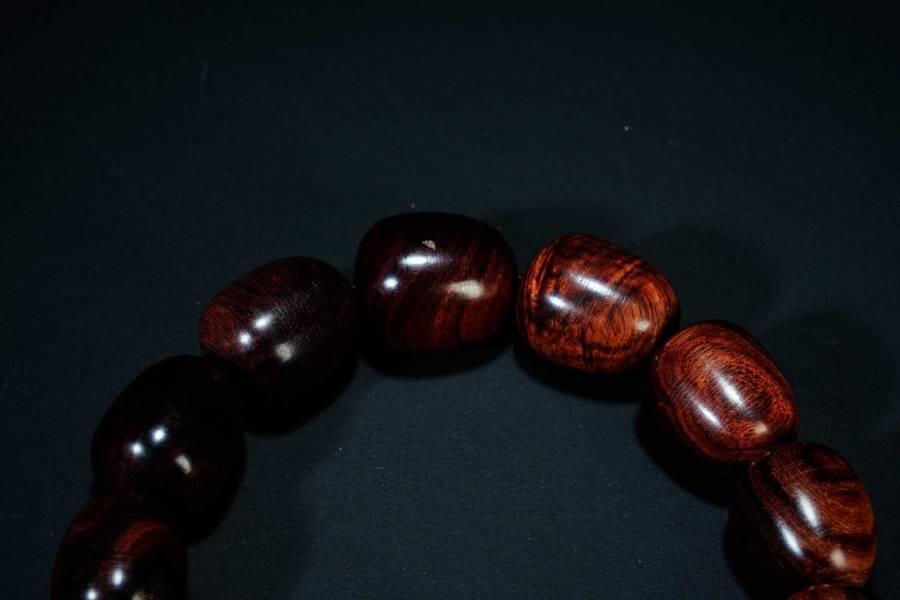 上海都达杂项专场六十八【全场包邮】 海南黄花梨虎皮纹水滴珠手串 附鉴定证书