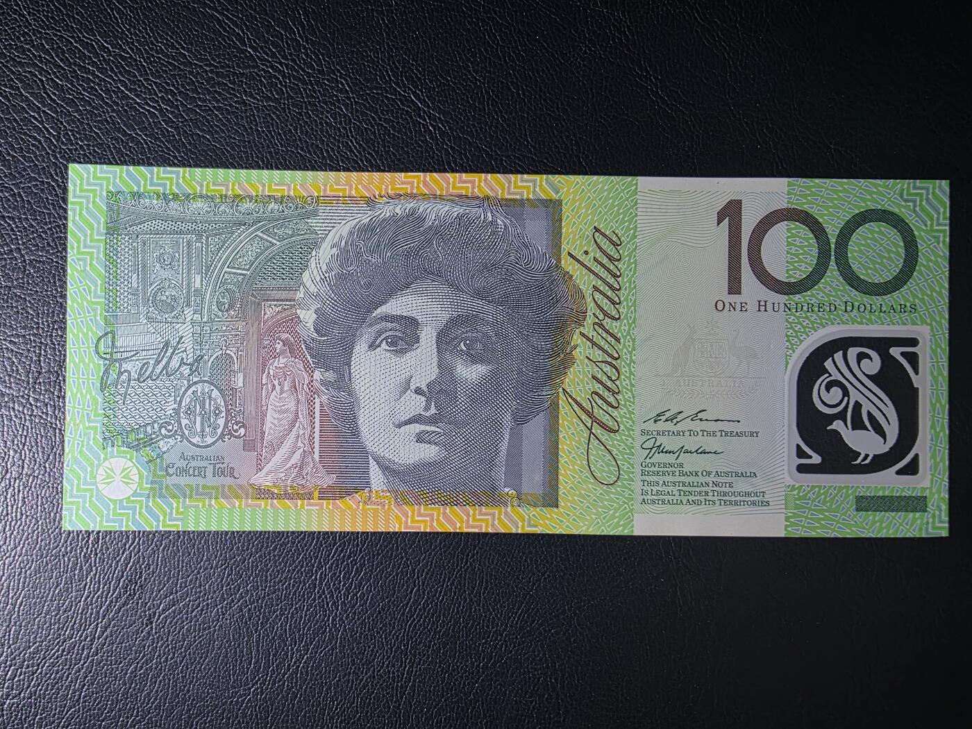 叁拾收藏第35期 澳大利亚上一版本1999年100元塑料钞（全程无47，音乐家梅尔巴）  UNC