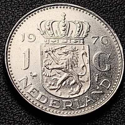 泉币菌-第221场-拍品多 请提前出价 - 1976年 荷兰王国早期1盾 朱莉安娜女王  镍币 硬币 25mm 