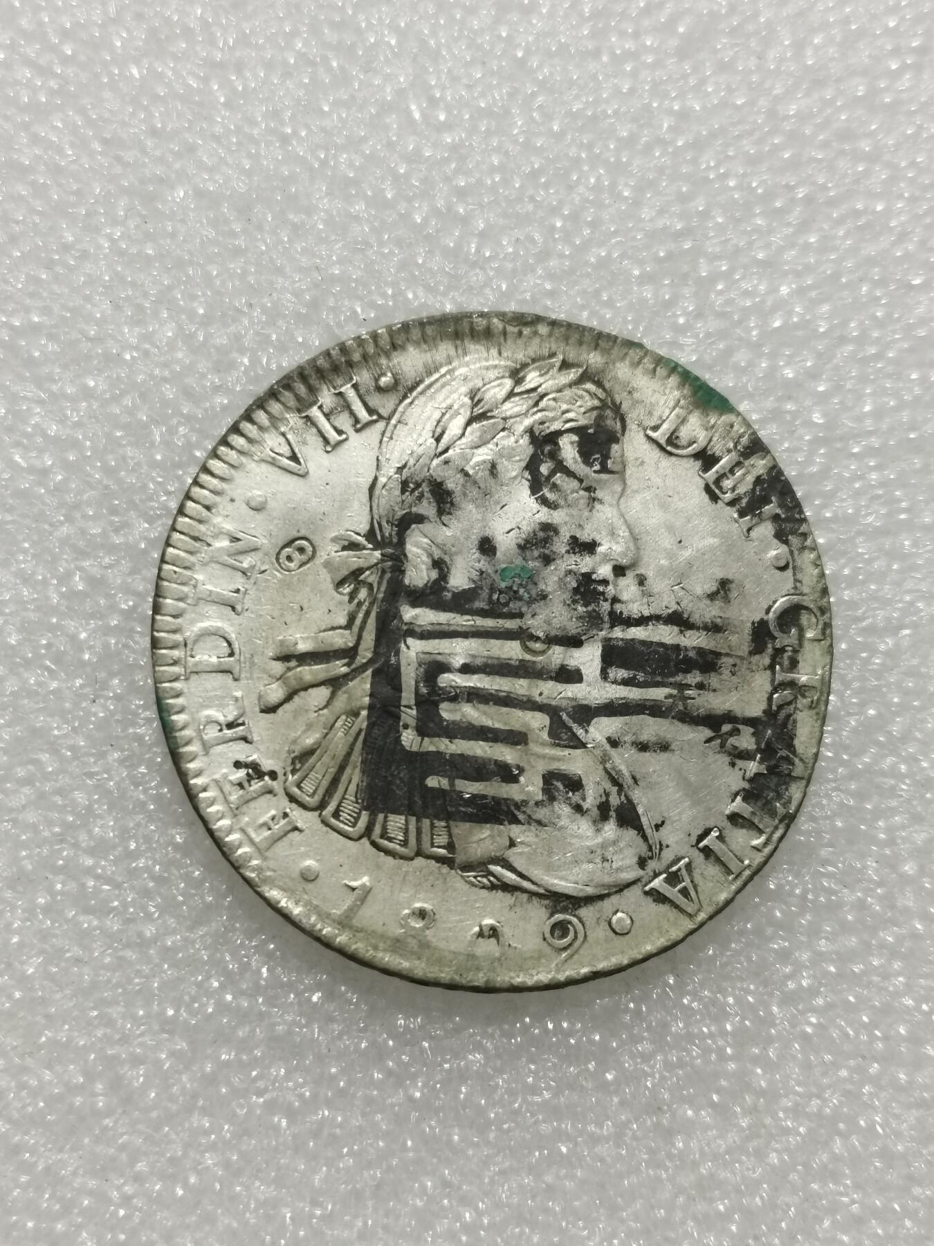 天下钱庄专场欢迎参拍 墨戳西属墨西哥斐迪南七世老双柱银币