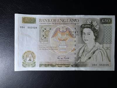叁拾收藏第35期 - 英国D序50镑   UNC--（有压痕，背面有2处锈蚀）